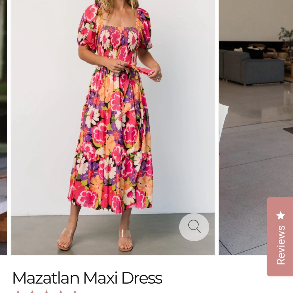 Floral Maxi Dress in Pink and Orange